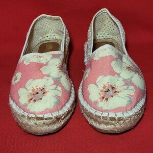 Sundias Pink Floral Espadrilles Brown Flats 36 Size 5 1/2